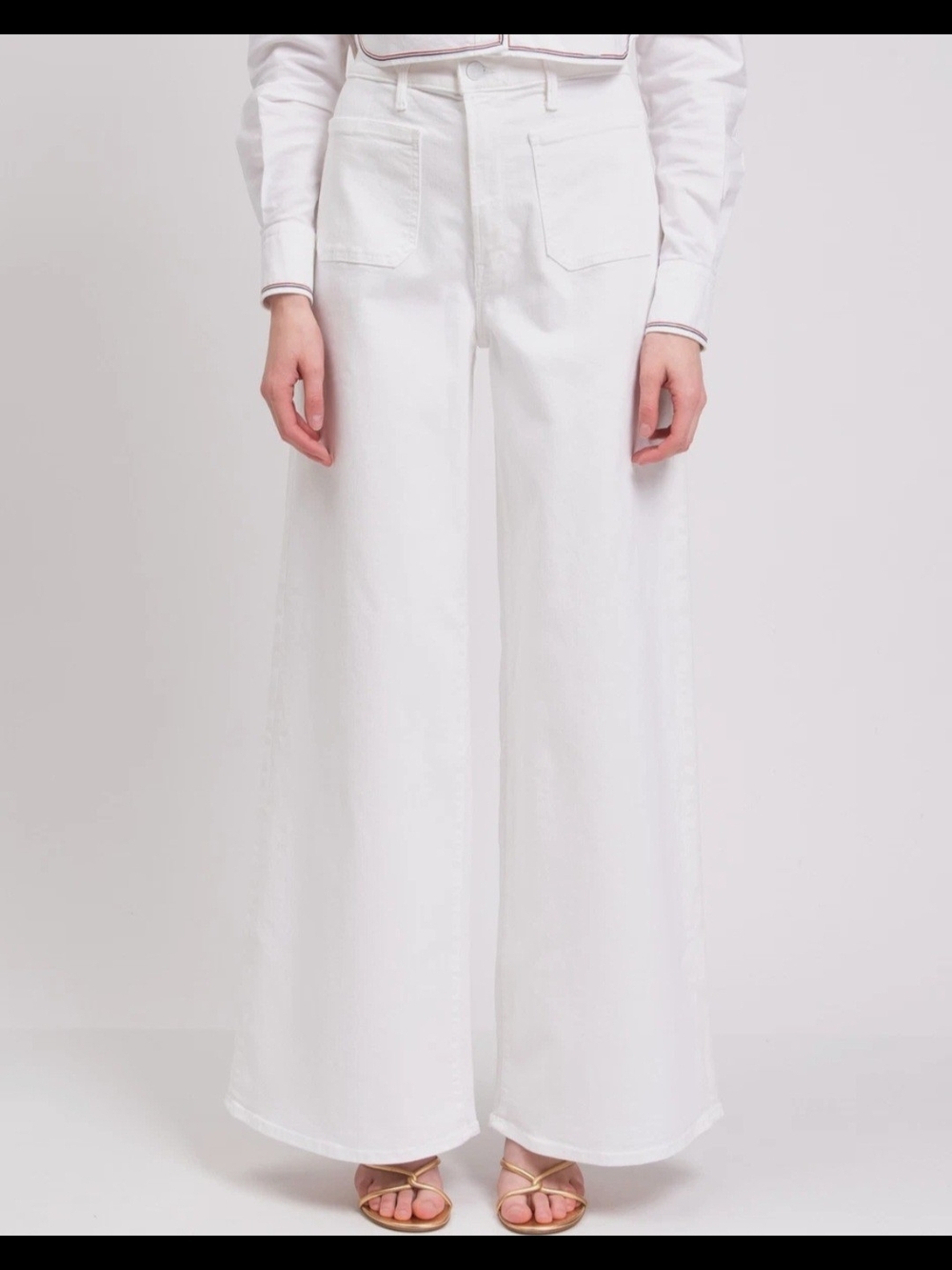 MOTHER High-Rise Wide-Leg Jeans in White